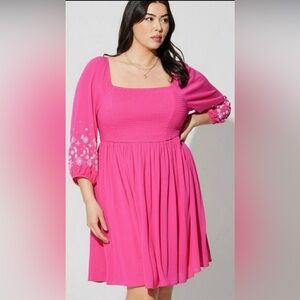 Torrid Vibrant Pink Long Sleeve Dress size 00